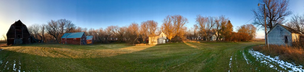 Panoramic view of my grandfather’s farmstead in Alice, North Dakota.
